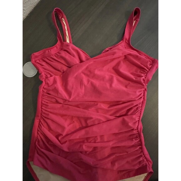 Miraclesuit Rock Solid Cherie One Piece Swimsuit Hot Pink Size 12/14 - Picture 2 of 6